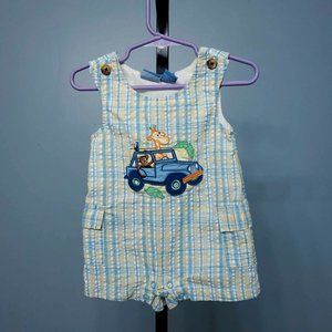 Kid Crew Vintage Jungle Safari Plaid Romper JonJon Playsuit |Size: 6-9M